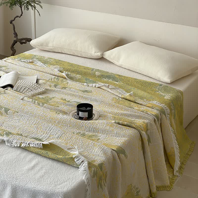 Reversible Rural Cotton Gauze Tassel Blanket