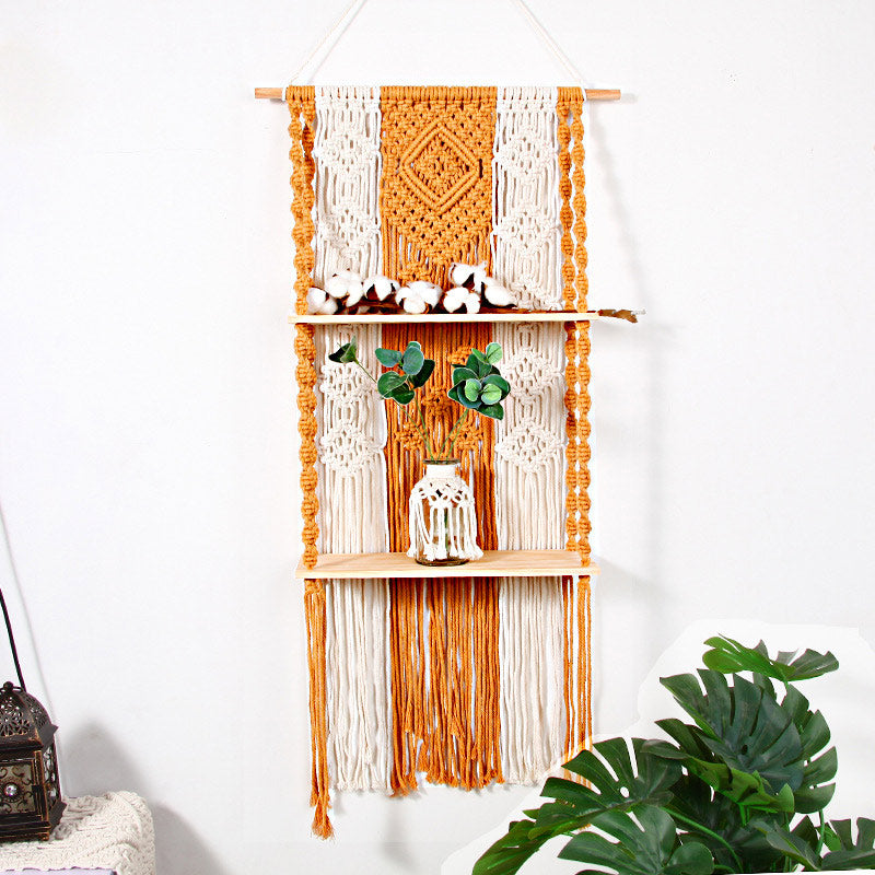 Ownkoti Hand Woven Cotton Tapestry Wall Hanging Plant Holder Home Decor