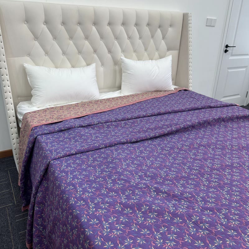 Organic Pure Cotton Reversible Floral Quilt