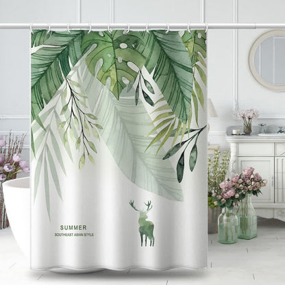 Rural Leaf & Elk Divider Shower Curtain