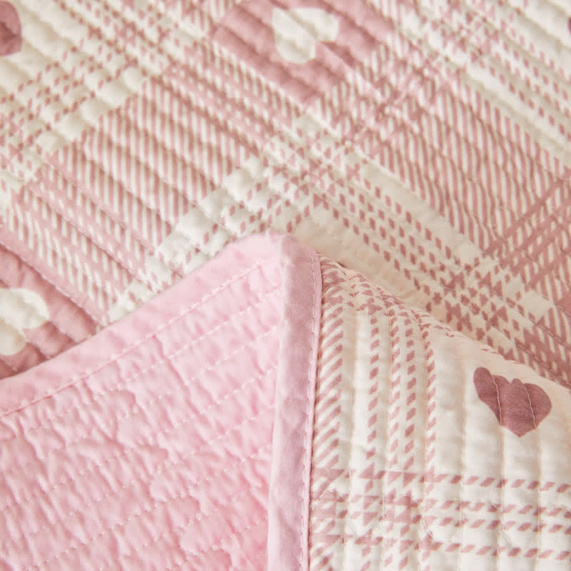 Heart & Plaid Pure Cotton Quilted Bedding