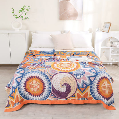 Manta de tiro nórdica Edredón de algodón Boho Toalla de sofá Manta reversible de verano para cama