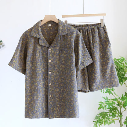 Retro Jacquard Cotton Gauze Summer Pajama Set