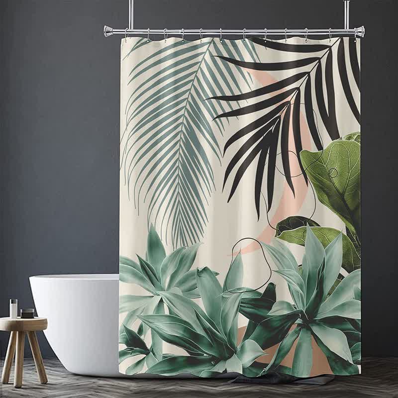 Tropical Style Leaf Decorative Shower Curtain