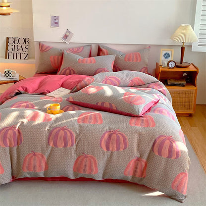 Jacquard Pumpkin Cotton Gauze Bedding Set (4PCS)