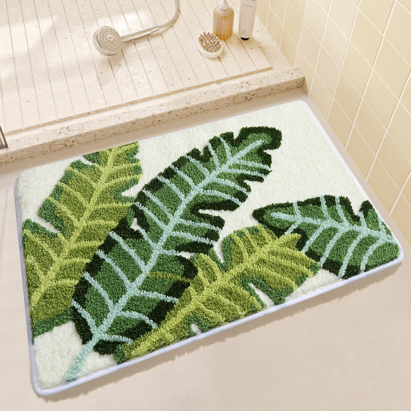Rustic Leaf Water-absorbent Bath Mat