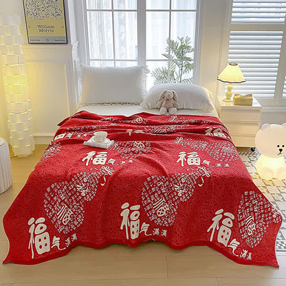 Cotton Gauze Oriental Fu Towel Quilt