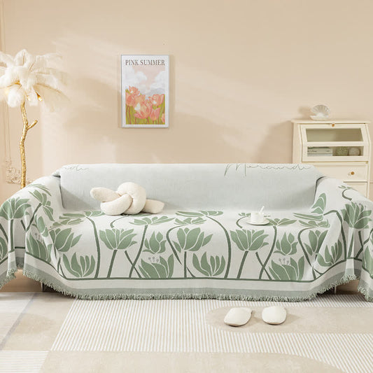 Pastoral Lotus Double-sided Sofa Protector