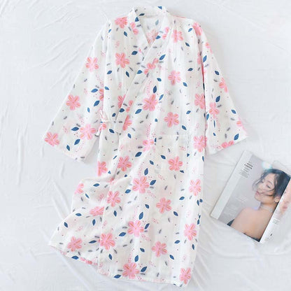 Floral Double Layer Cotton Gauze Nightdress