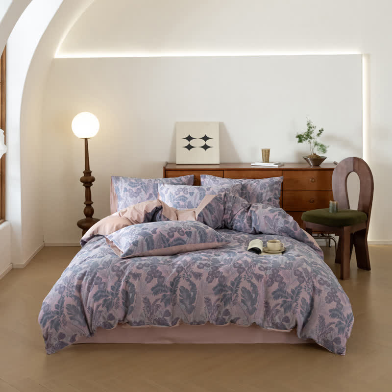 Pure Cotton Jacquard Retro Floral Bedding Set (4PCS)