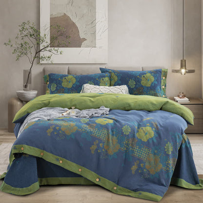 Pure Cotton Floral Button Bedding Sets (4PCS)