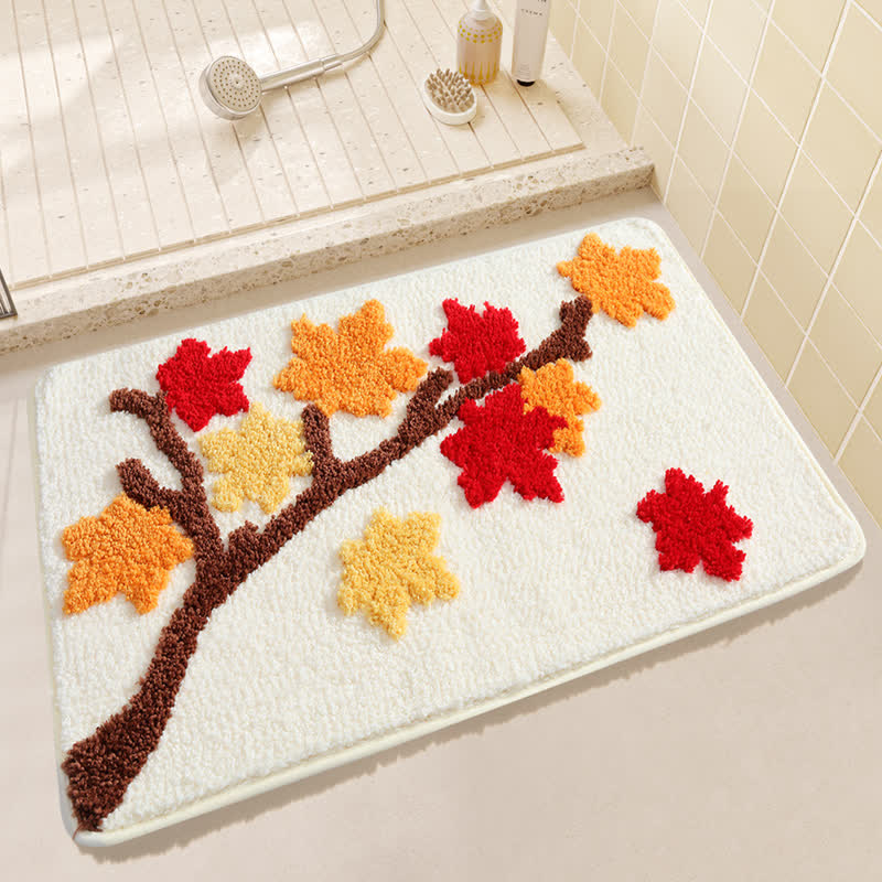 Rustic Leaf Water-absorbent Bath Mat