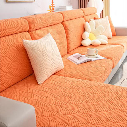 Solid Color Jacquard Leaf Texture Sofa Cover