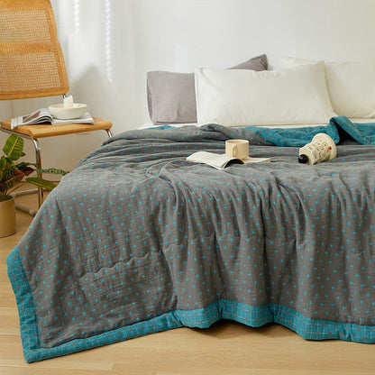 Grid Soft Pure Cotton Reversible Quilt