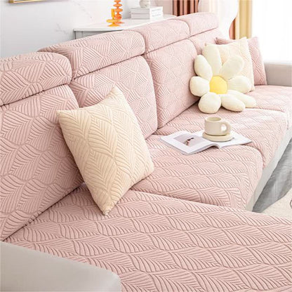 Solid Color Jacquard Leaf Texture Sofa Cover