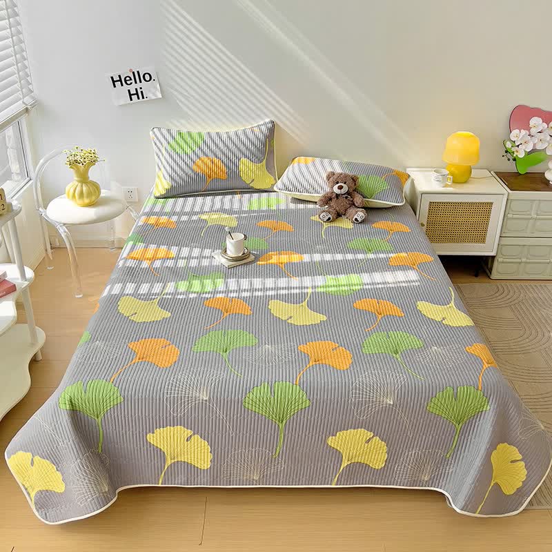 Pure Cotton Ginkgo Leaf Luxurious Soft Coverlet