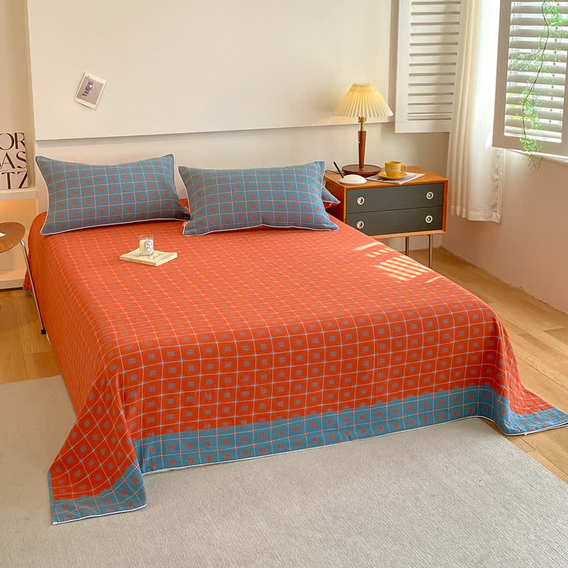 Cotton Gauze Plaid & Square Breathable Bedding