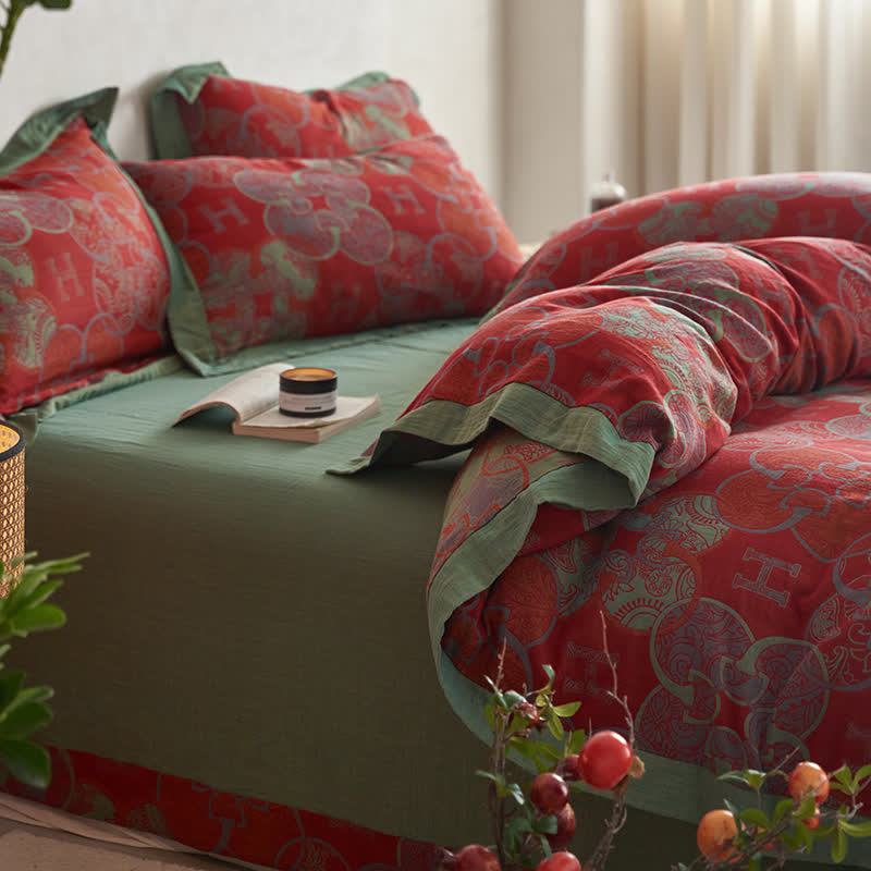 Cotton Jacquard Retro Style Bedding Set(4PCS)