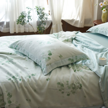 Fresh Green Flower Lyocell Fiber Bedding