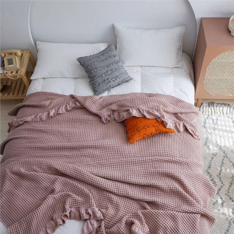Ownkoti Waffle Weave Sofa Blanket Comfortable Quilt
