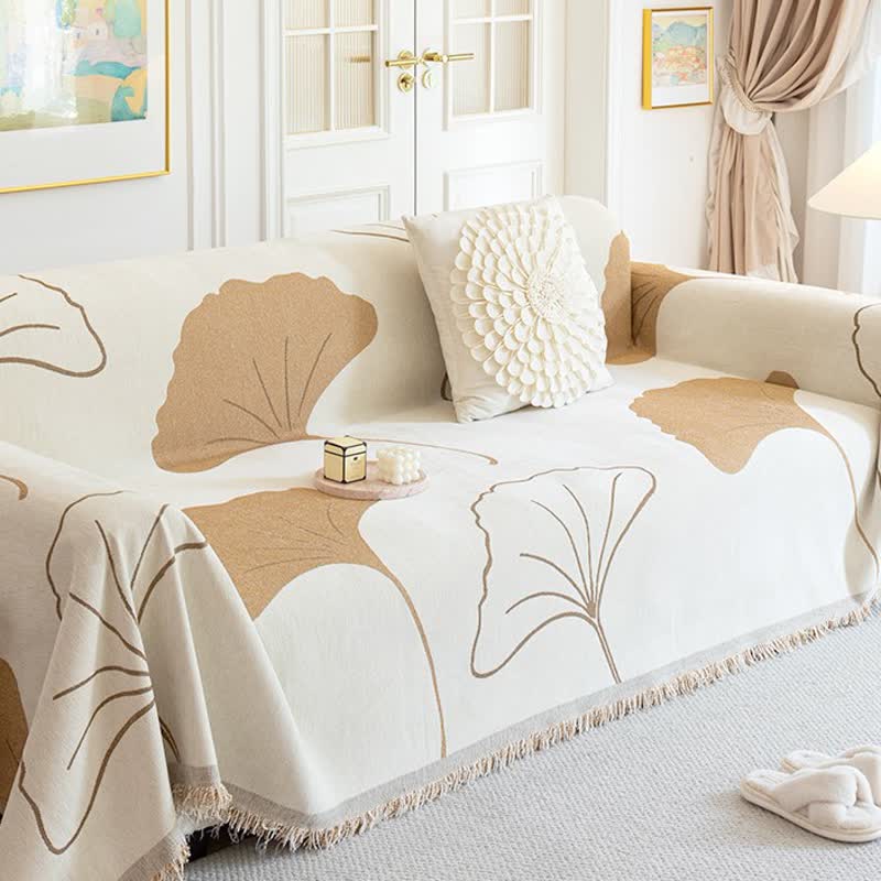 Pastoral Style Ginkgo Leaf Sofa Protector