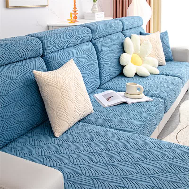 Solid Color Jacquard Leaf Texture Sofa Cover