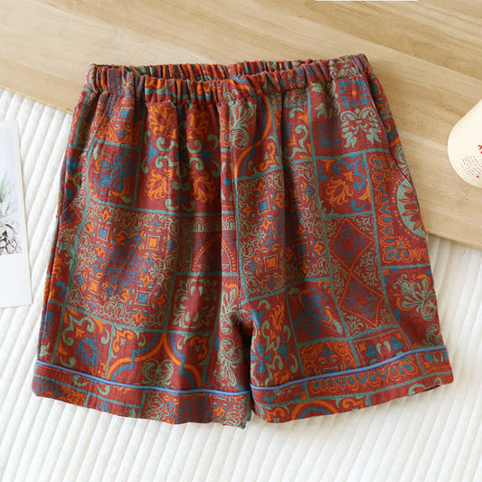 Retro Style Cotton Gauze Summer Pajama Shorts