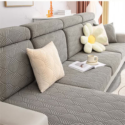 Solid Color Jacquard Leaf Texture Sofa Cover