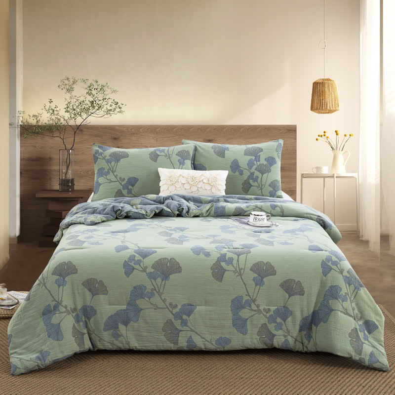 Rustic Ginkgo Leaf Cotton Gauze Bedding