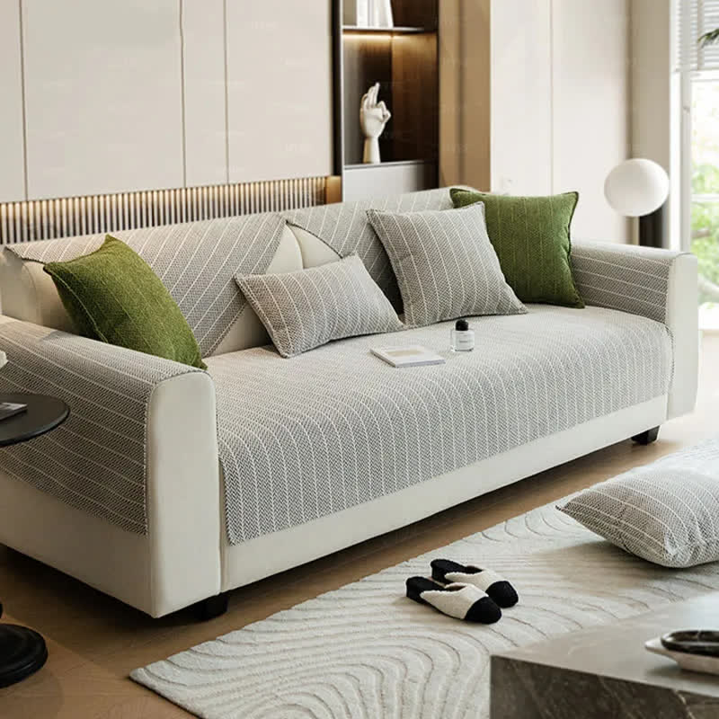 Solid Color Chenille Herringbone Sofa Cover