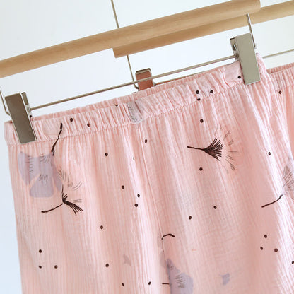 Ginkgo Leaf Cotton Gauze Pajama Set(3PCS)