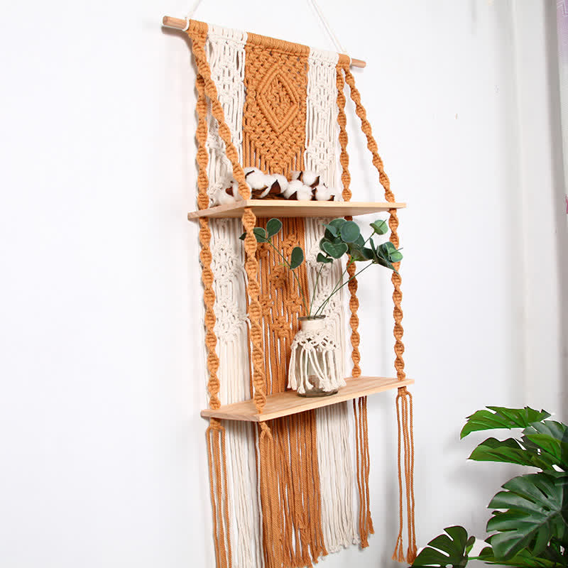 Ownkoti Hand Woven Cotton Tapestry Wall Hanging Plant Holder Home Decor