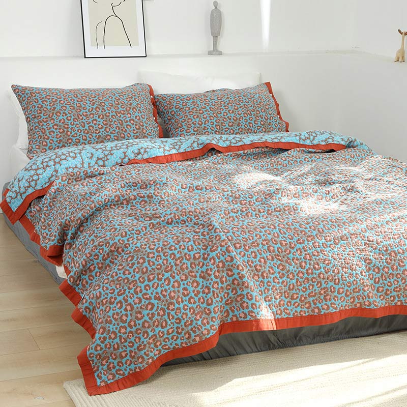 Leopard Pattern Cotton Reversible Quilt