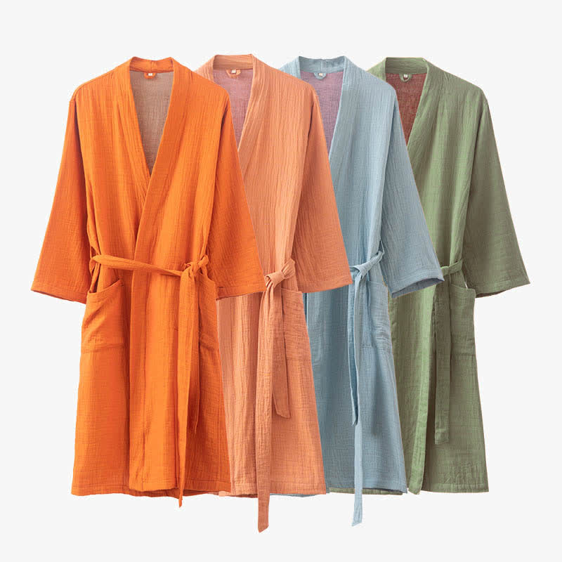 Yarn-dyed Double-layer Gauze Bathrobe Pajama