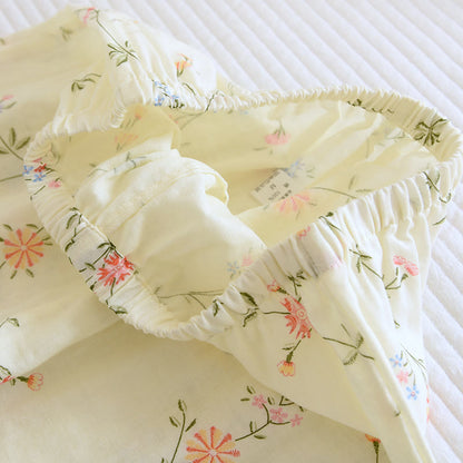 Flower Cotton Gauze Kimono Pajama Set