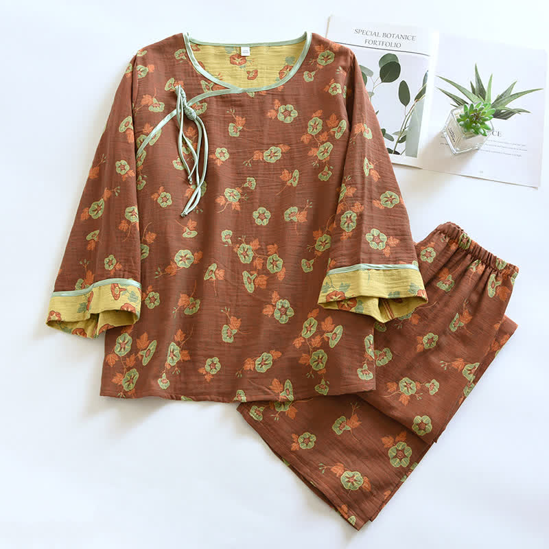 Cotton Gauze Rural Morning Glory Pajama Set