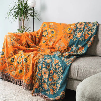 Ownkoti Vintage Throw Blanket Flower Sofa Cover