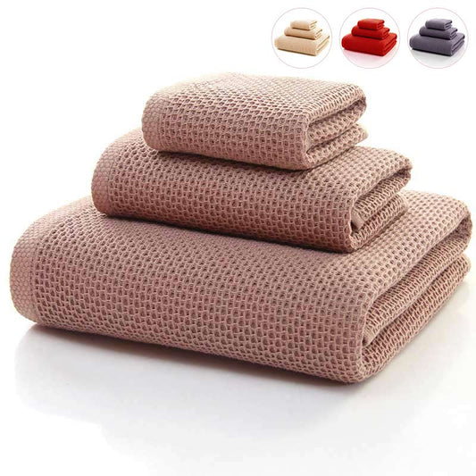 Juego de toallas cuadradas de tejido de nido de abeja de toalla de algodón simple (paquete de 3)