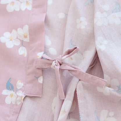 Cotton Gauze V-neck Floral Pajama Set