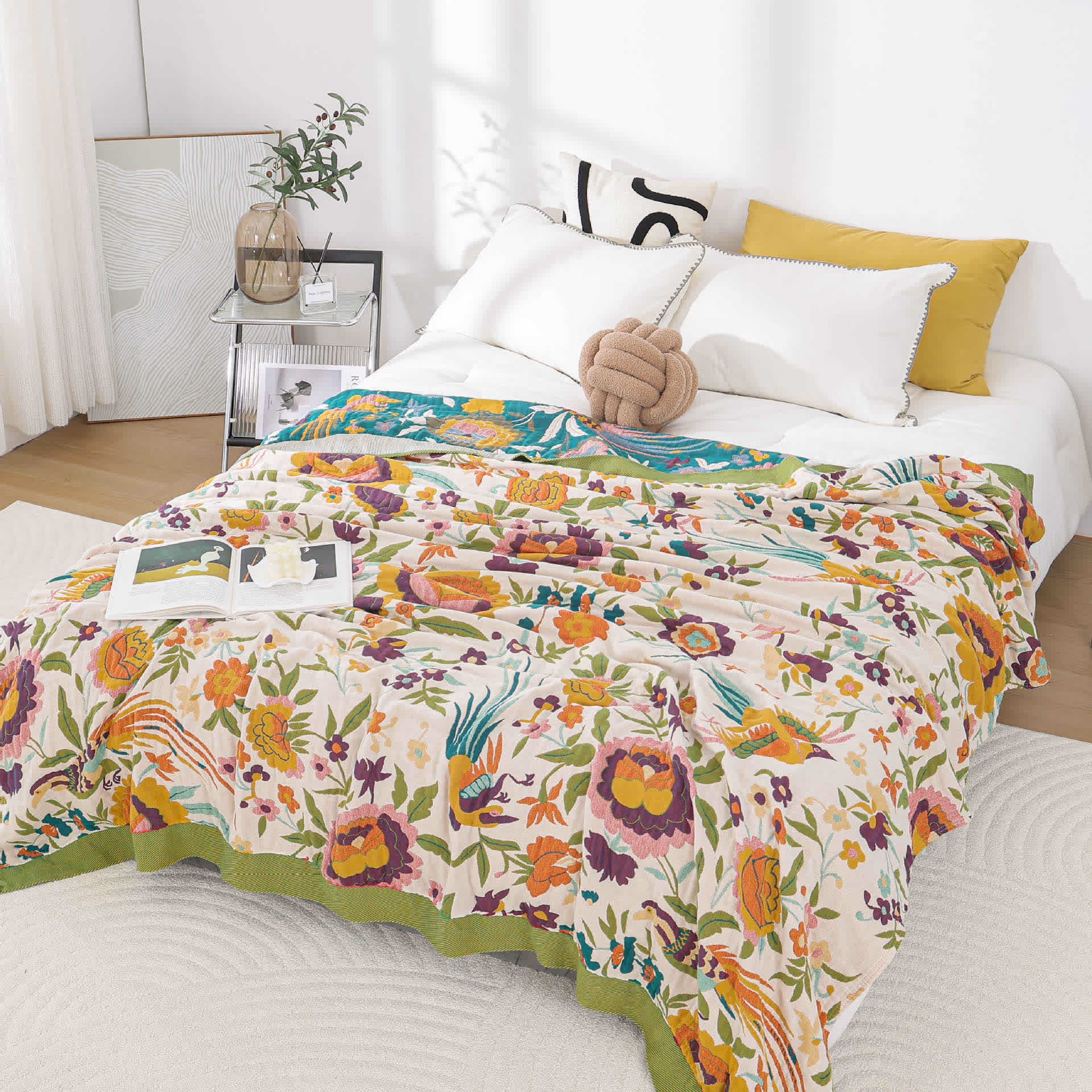 Breathable Floral Cotton Gauze Reversible Quilt – ownkoti