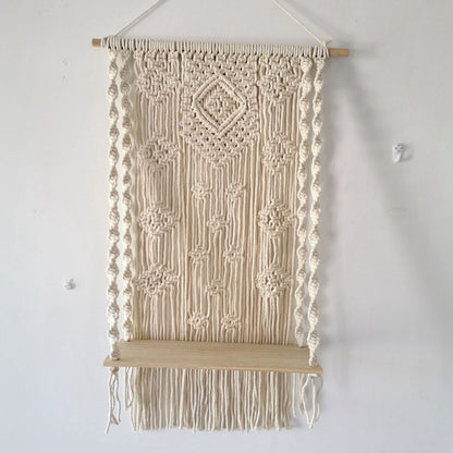 Ownkoti Hand Woven Cotton Tapestry Wall Hanging Plant Holder Home Decor