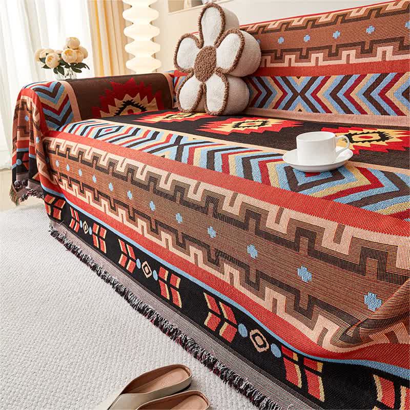 Boho Style Geometric Tassel Sofa Protector