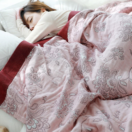 Edredón ligero de manta de cama de algodón con estampado de flores