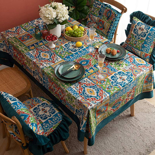 Decoración de mesa de mantel con estampado de flores de Marruecos