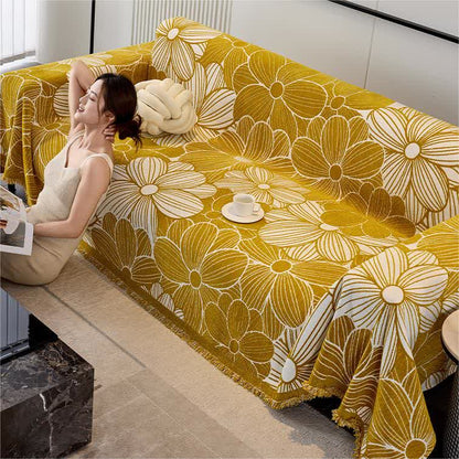 Chenille Jacquard Blooming Floral Sofa Protector