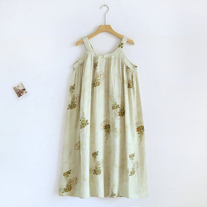 Floral Bamboo Fiber Sleeveless Nightgown