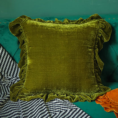 Suede Solid Color Pillowcase with Ruffled