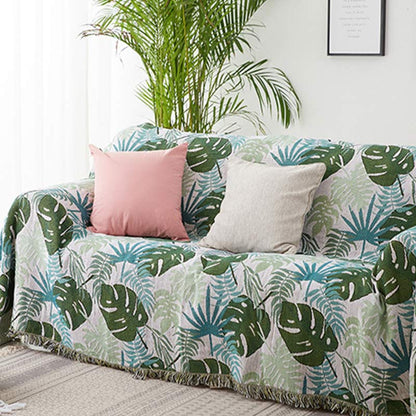 Palm Pattern Sofa Cover Tassel Blanket