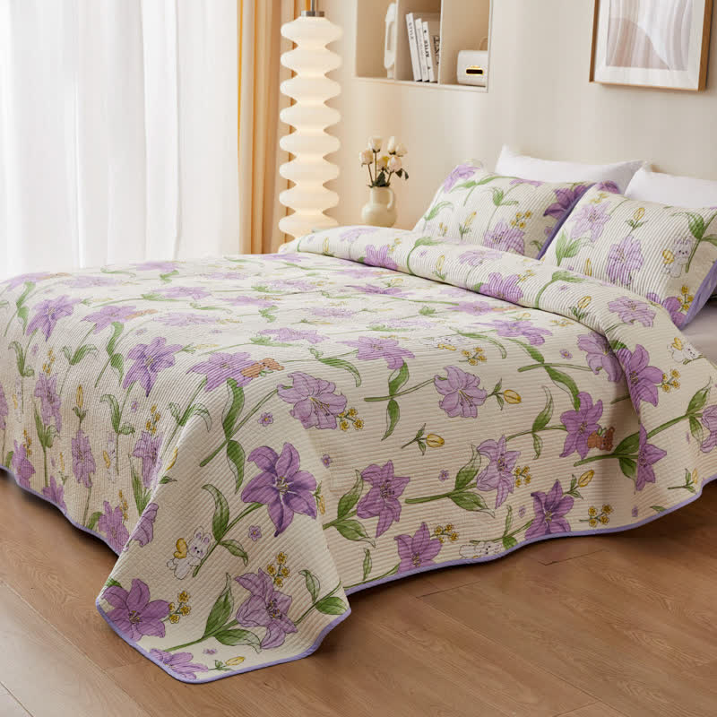 Quilted Pure Cotton Rural Lily Bedding