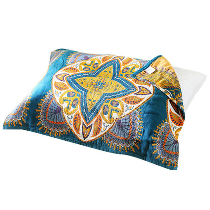 Ownkoti Bohemian Flower Printed Pillow Towel Home Cotton Pillow Decor (2PCS)